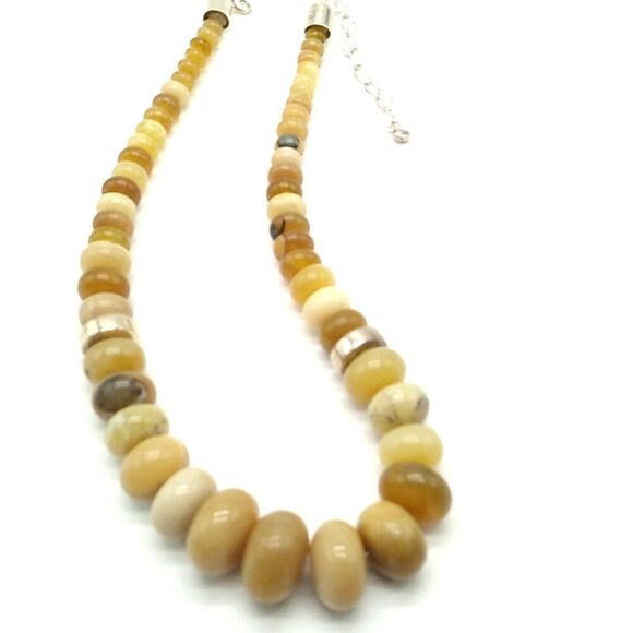 Jay King DTR 925 Necklace Sterling Graduated Yellow Jasper Rondelle Beads - Picture 4 of 16